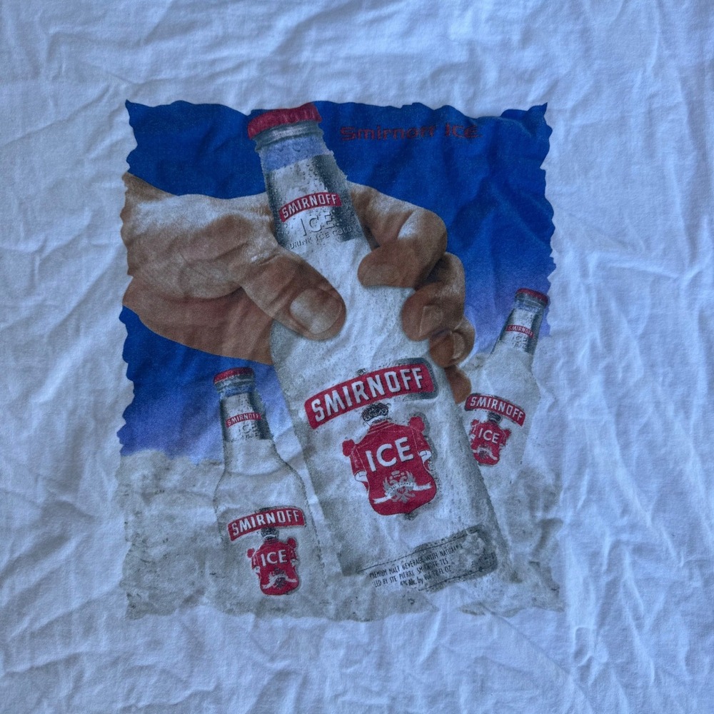 Vintage Smirnoff Ice T Shirt Mens XL White Fruit of the Loom Graphic Tee Promo - Picture 5 of 6